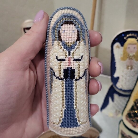 Rare Vintage Petei Knitted Nativity Individual Hand Painted Canvas 12 Piece - Picture 12 of 14